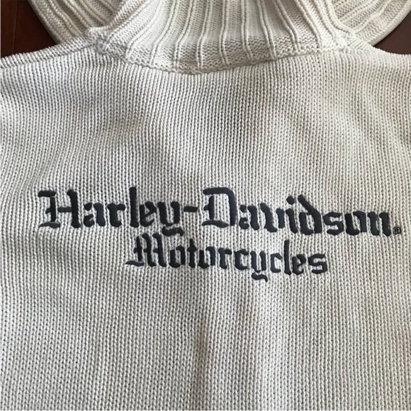 Women’s Cream Zip-Up Knit Sweater with Monogram Detail - Picture 5 of 6